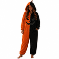thumbnail image 2 of Halloween Pumpkin Plush Hooded Blanket Onesie Pajamas Cozy Pumpkin Onesie Pajamas Soft Plush Split Color Jumpsuit for Halloween Y2k Outfits Cozy Loungewear Winter Clothes, Orange S, 2 of 4