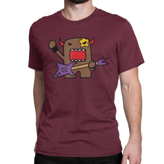 Camisetas de algodón con diseño de muñeca rockera kawaii para hombre y mujer, camisetas de moda con cuello redondo, camisetas Domo Kun de manga corta con estampado gráfico.