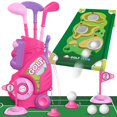 thumbnail image 1 of Set de golf Liberty para niños pequeños de 2 a 5 años con carrito de golf y tapete rosa, 1 of 8