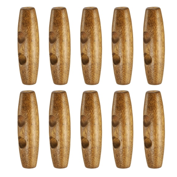Uxcell 10pcs Wooden Toggle Buttons, Olive Wood Sewing Buttons, 45mm / 1.8-Inch Horn Oval 2-Hole Wood Buttons for Coat, Sweaters, Clothing, Medium Brown