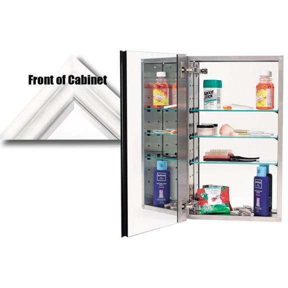 15" x 25" Recessed Beveled Edge Medicine Cabinet, White