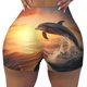 thumbnail image 2 of Balery Sunset Dancing Dolphin A Pantalones cortos de entrenamiento estampados para mujer, sin costuras, ajustados, para gimnasio, yoga, correr, deportes, ejercicio activo, fitness.-Medium, 2 of 8