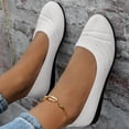 thumbnail image 3 of Rokment Womens Knit Wedges Ballet Flat Dress Shoes Comfortable Lightweight Mesh Round Toe Low Heels Slip on Socks Walking Loafers for Driving White Size 6, 3 of 5