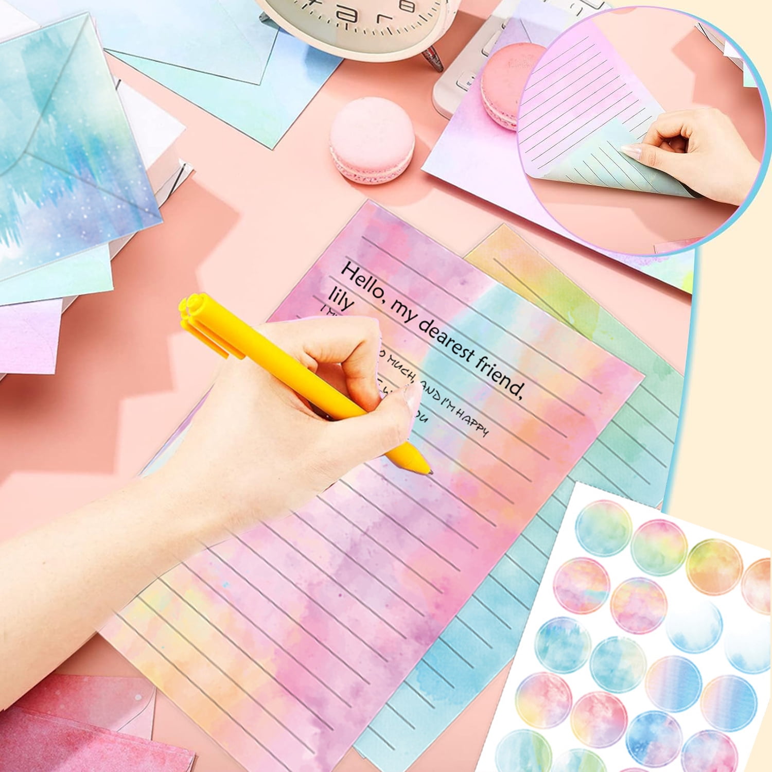 Sruchy 160 Pcs Stationery Set - 10 Designs, 50 Lined Papers & 50 Envelopes + 60 Stickers (Butterfly Theme)