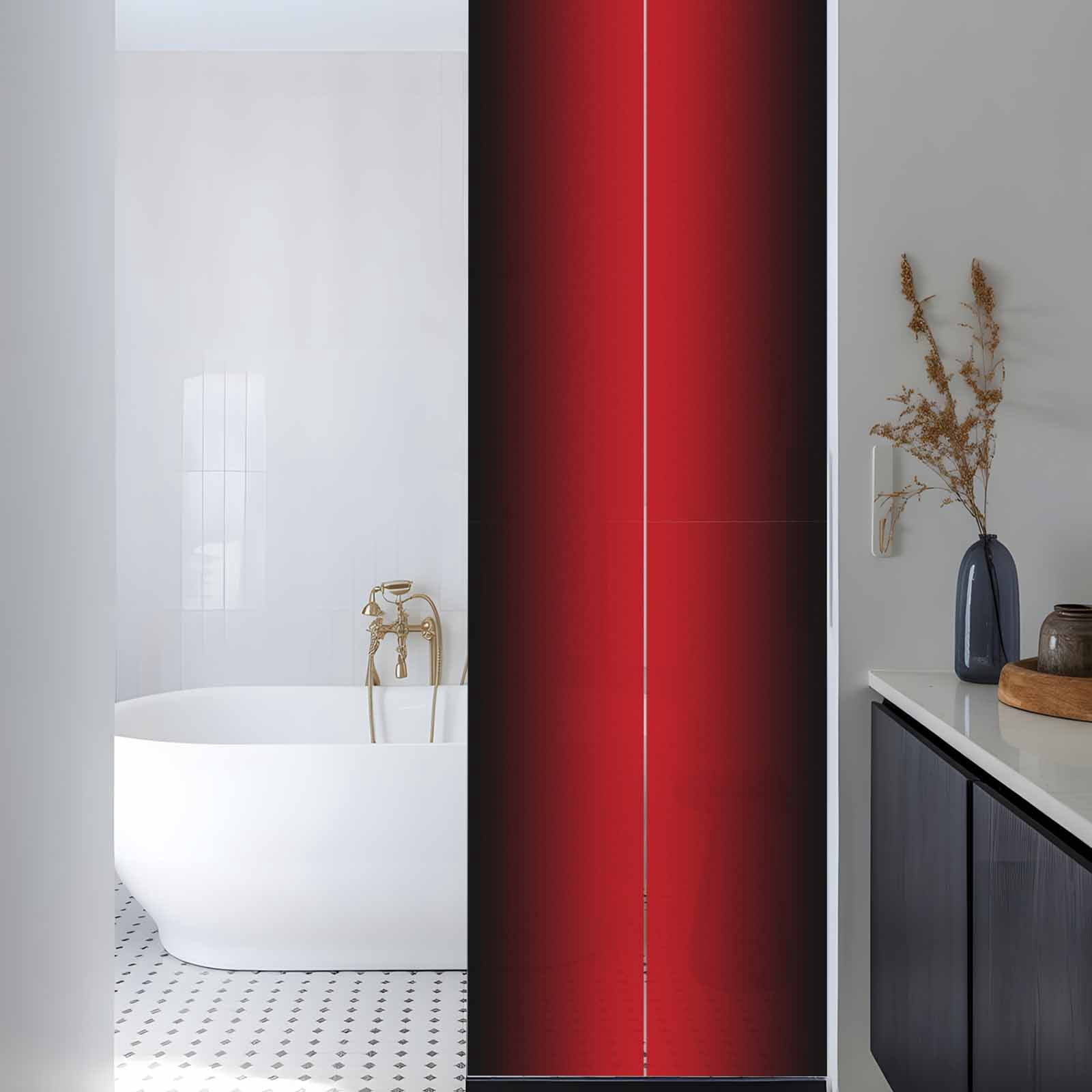 Gradient Red Black Window Privacy Film, Modern Abstract Minimalist Red Ocean Beach Frosted Glass Window Clings Static Cling UV Heat Blocking Reusable Door Sticker for Bathroom 29.5 x 118 Inch