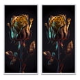 thumbnail image 2 of Designart "Glamorous Golden Rose on Black Background I" Floral Rose Framed Wall Art Set Of 2 - Traditional Pink Frame Gallery Set For Office Decor, 2 of 6