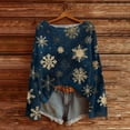 thumbnail image 3 of Women's Round Neck Lightweight Sweater Casual Long Sleeve Christmas Print Knit Pullover for Fall and Winter, Cozy and Festive, Ideal as Christmas Sweaters for Women and Christmas Gifts,Navy,Size S, 3 of 5