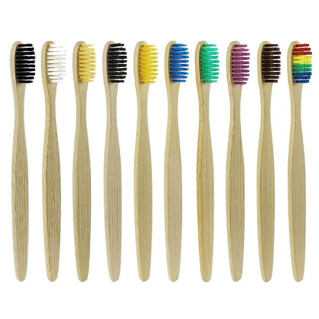 10pcs Bamboo Toothbrush Set, Convenient Soft Toothbrush, Biodegradable Natural and Eco-Friendly