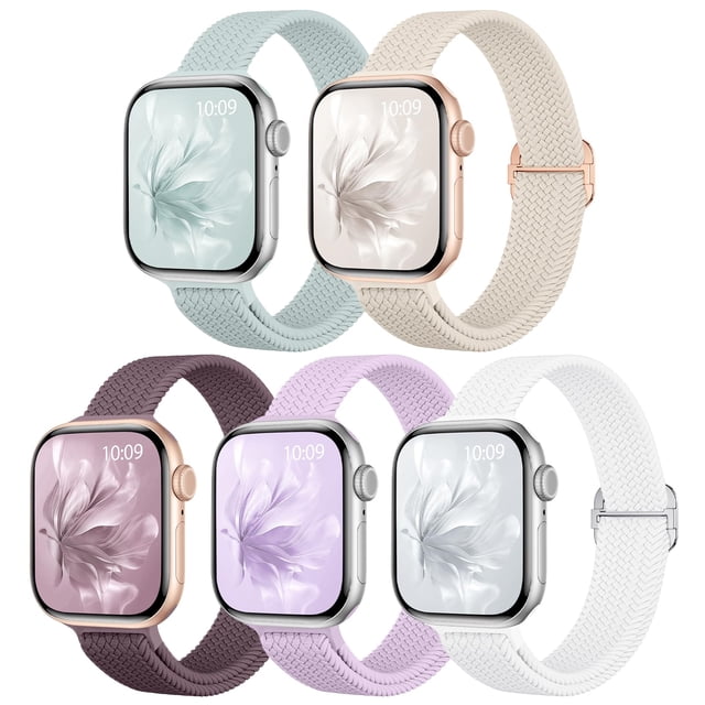 Pulseras de reloj Osochic, delgadas, trenzadas, de nailon elástico, paquete de 5 unidades, 40-49 mm