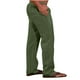 thumbnail image 4 of Pantalones de lino y algodón con cintura elástica para hombre, informales, lisos, con bolsillos, 4 of 6
