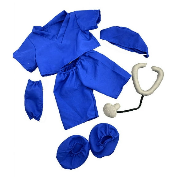 Dark Blue Scrubs Set for 14"-18" Plush Toys, Stuffed Animal Doctor Outfit
