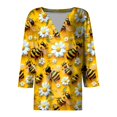 thumbnail image 4 of SOOMLON Womens 3/4 Length Sleeve Tops Plus Size Tunic Cotton Bee Festival Tops Casual V Neck Shirts Funny Honey Bee Print T Shirts 2025 Trendy Spring Summer Ladies Tops Loose Fit Outfits Pullover XL, 4 of 5
