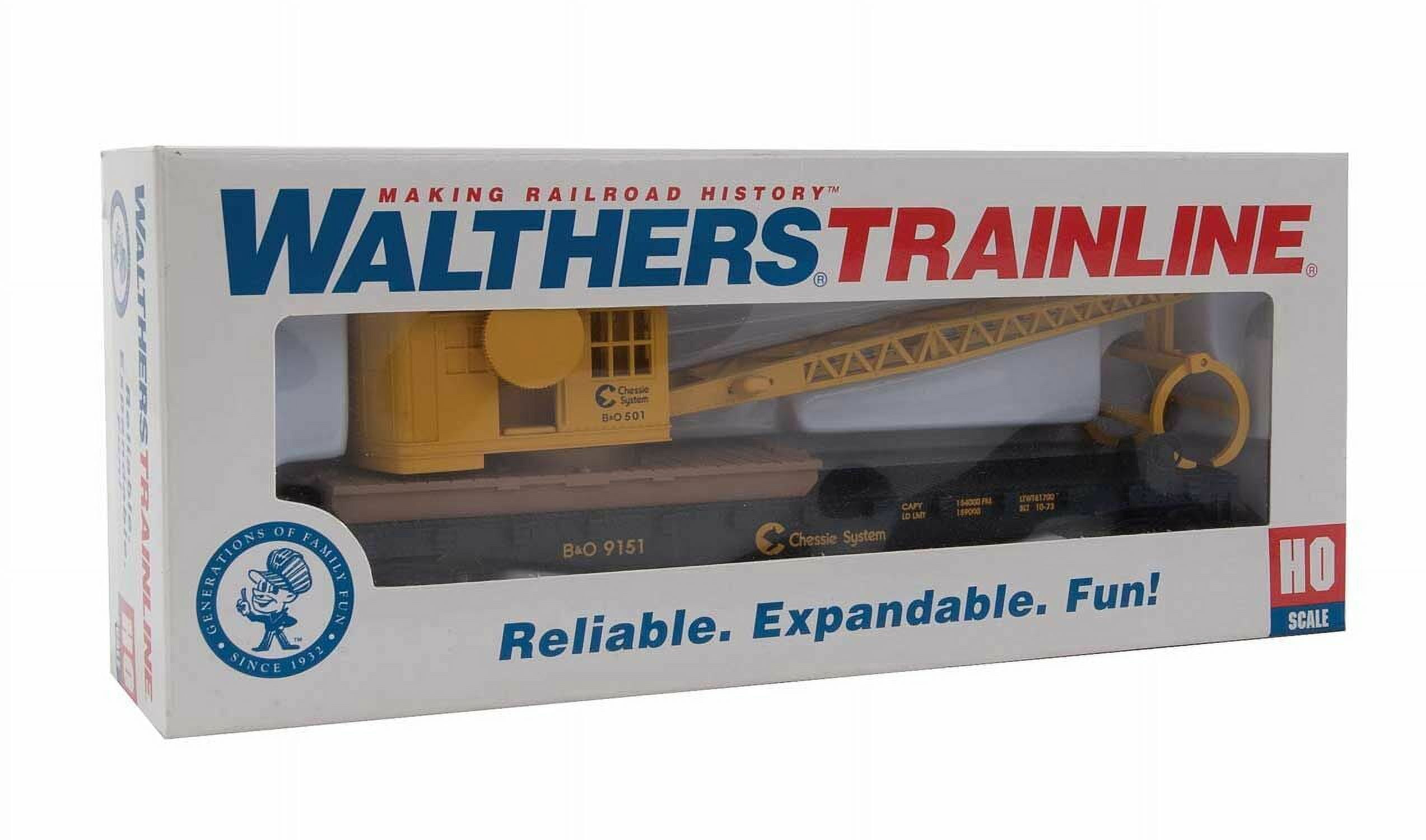 Flatcar with Logging Crane - Ready to Run -- Chessie System-B&amp;O (blue, yellow)