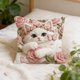 thumbnail image 4 of CaiYueKe Cute Cat Embroidery Pillow Cover - Flocked Velvet Decorative Throw Cushion Sofa Bedroom Living Room Accent Pillowcase, Faux Embroidery Animal Pattern Home Decor Gift for Women, 4 of 7