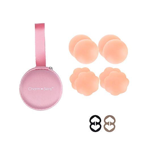 BIGBOBA 1 Pair Reusable Petal Invisible Adhesive Silicone Nipple Cover Breast Pad Nude Colour 