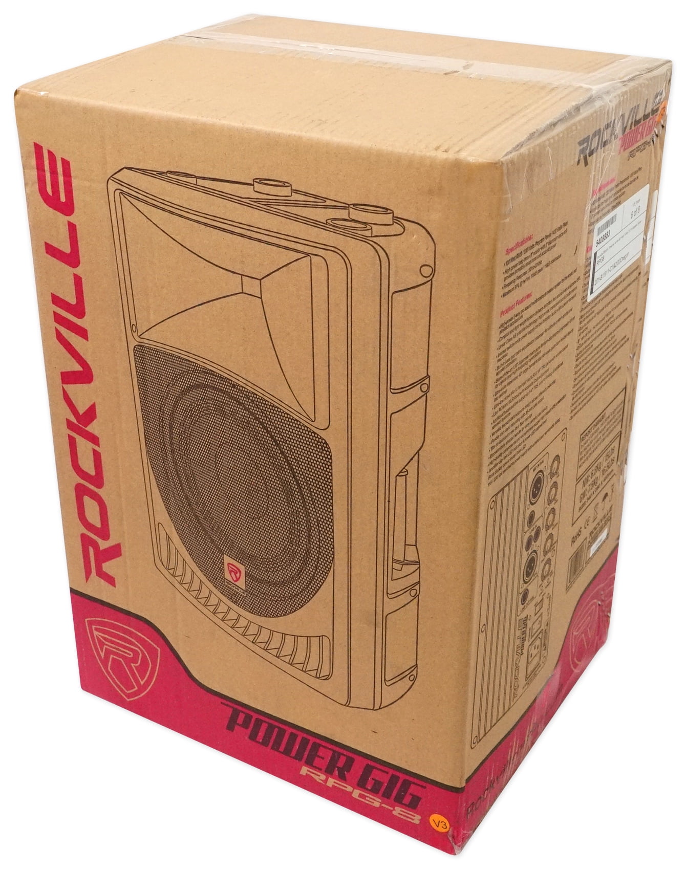 (2) Rockville RPG8 8" Powered Active 400 Watt DJ PA Speakers+Active Subwoofer