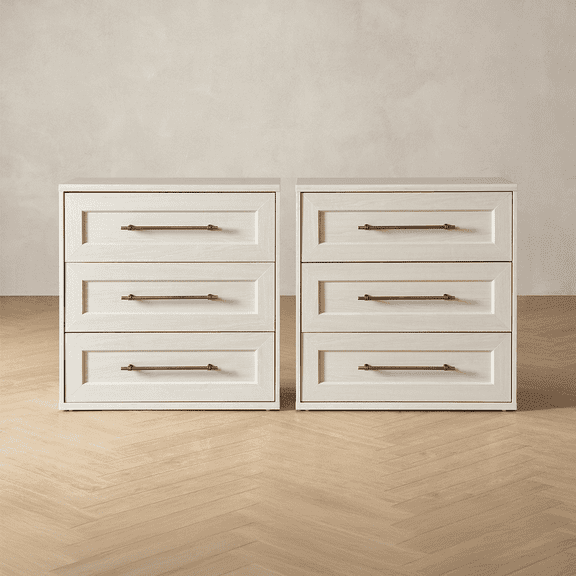 Mopio Blake 3 Drawer Dresser for Bedroom, Small Dresser & Chest of Drawers, Wood Dresser Organizer, Modern Farmhouse Dresser, Tall Night Stand, End Table (Set of 2, White)