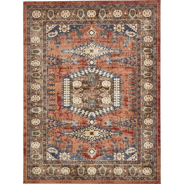 Unique Loom Utopia Geometric Vintage Rug 9' x 12' Rectangle Peach/Burgundy
