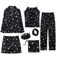 thumbnail image 3 of Pijamas de lactancia Gibobby para Mujer Conjunto de Siete Piezas Pantalones Cortos Manga Larga Tirantes Negro L, 3 of 4