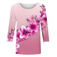 thumbnail image 4 of Oalirro Pink Women Blouses and Tops Fashion Round Neck Three-Quarter Sleeve Top M, 4 of 4