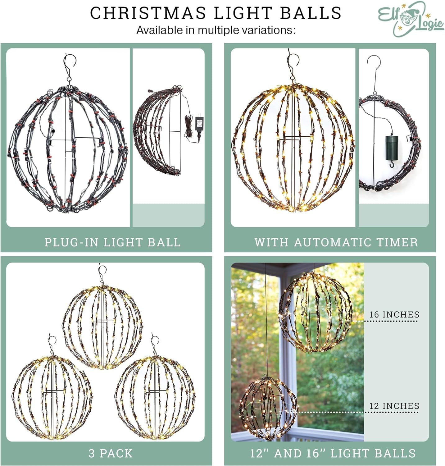 Giant Christmas Balls hung around light. Use fishing line, tie to ball end  then other end around clear thumbtack. Stick into c…
