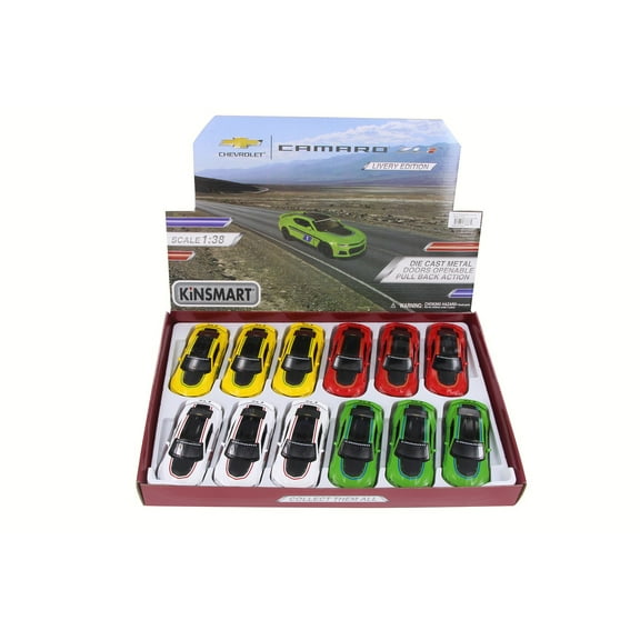2017 Chevrolet Camaro ZL1 #1 with Decals Diecast Car Package - Box of 12 1/38 Scale Diecast Model Cars, Assorted Colors