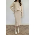 thumbnail image 4 of Chouyatou Women's Two Piece Sweater Skirt Sets Knit Sweater Top Bodycon Skirt 2 Piece Outfits, 4 of 6