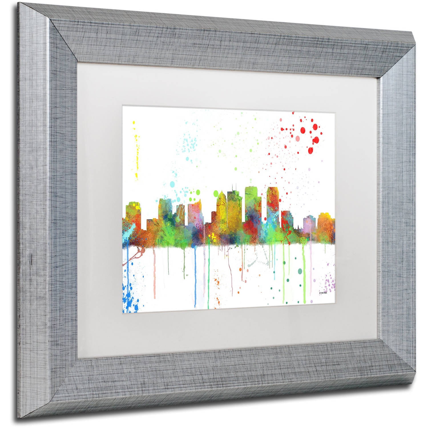 Trademark Fine Art "Tampa Florida Skyline Mclr-1" Canvas Art by Marlene Watson, White Matte, Silver Frame