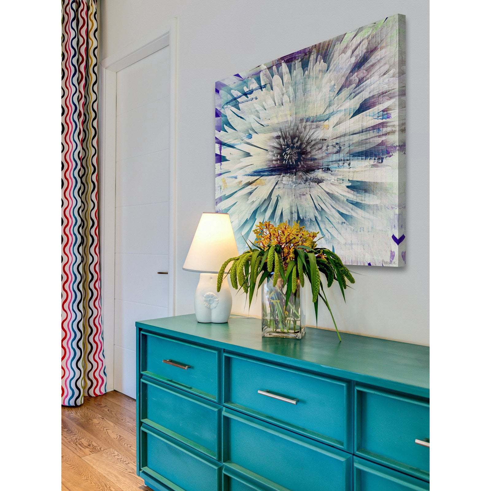 "White Burst Bloom" Painting Print on Wrapped Canvas