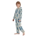 thumbnail image 7 of Soft Big Kids Onesie Pajamas Cozy Loose-Fit Jumpsuits for kids with Pockets for Christmas Lounge & Play Blue Symmetrical Floral Pattern, 7 of 7