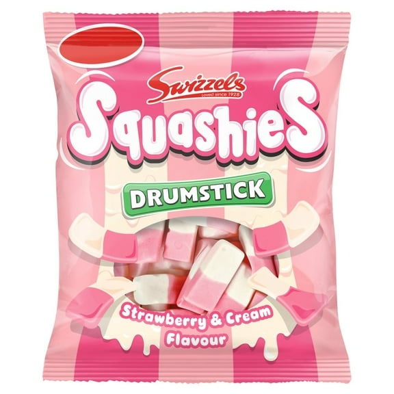 Swizzels Matlow Squashies Drumstick Strawberry & Cream Flavor Bag, 5 oz