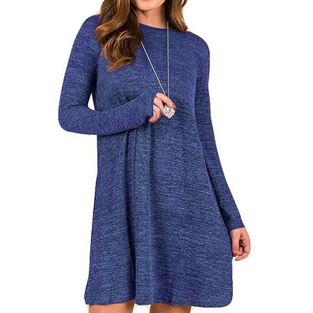 Women's Knit Long Sleeve T Shirt Dress Sweater Dress Tunic Dress