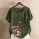 thumbnail image 2 of Vestidos Casuales Para Mujer, Blusas De Mujer De Moda Blusa informal de lino con cuello redondo, manga corta y botones para mujer, 2 of 3