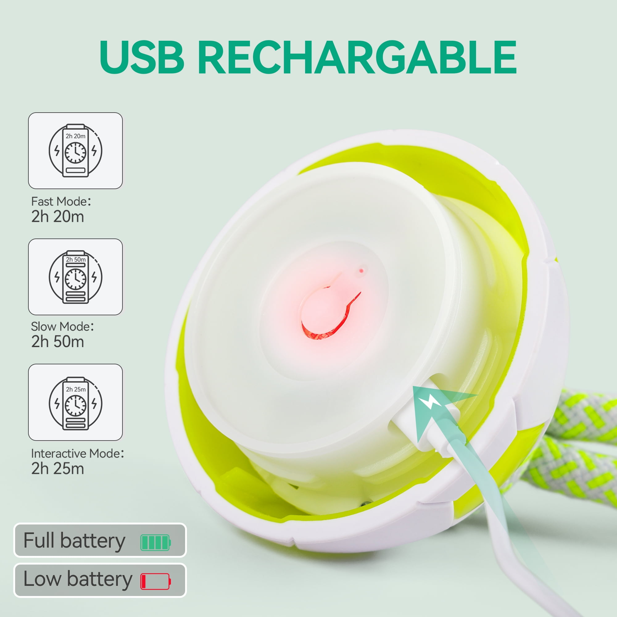 All For Paws Interactive Dog Ball Toy with LED Lights, Motion Activated Rolling Ball Toy with Rope, USB Rechargeable Moving Dog Ball Toys, Soccer Ball
