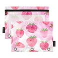 thumbnail image 2 of Ckdifva Strawberry Pink Pencil Pouch 3 Ring Zipper Pencil Case Binder Pockets Clear Top Cosmetic Bag 2 Pack, 2 of 6