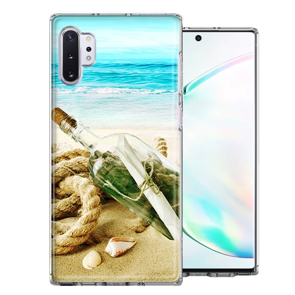 MUNDAZE For Samsung Galaxy Note 10 Beach Message Bottle Design Double Layer Phone Case Cover