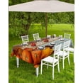 thumbnail image 3 of Rustic Blue Brown Fall Outdoor Tablecloth - 60 Inch Round Dining Table Cover, Thanksgiving Orange Pumpkins Waterproof Outdoor Table Cloth with Umbrella Hole & Zipper for Picnic/Patio/Party, 3 of 5