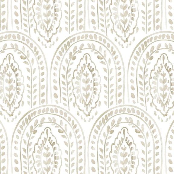 Boho Style Peel And Stick Self Adhesive Removable Wallpaper Roll Neutral Brown White Geometric Pattern 17.3 in x 118 in