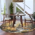 thumbnail image 4 of Autumn Forest Deer Large Area Rugs for Bedroom Living Room, Soft Non Slip Carpet Bedside Rug, Elk River Mountain Round Floor Cover Kitchen Accent Rug 6' for Dining Room/Office, 4 of 9