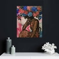 thumbnail image 5 of JEUXUS Framed Canvas Wall Art Colorful Flower on Black Women Head Wall Decor Pictures Abstract Paintings Portrait pastels Prints for Bathroom Bedroom Office Ready to Hang, 5 of 5