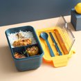 thumbnail image 4 of Toystoory Fiambrera con forma rectangular, horno microondas, resistente al calor, mantenimiento fresco con cuchara, palillos, vajilla sellada para el hogar Cocina y Comedor Armada Toystoory HA070048-01, 4 of 6