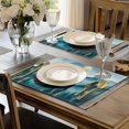 thumbnail image 5 of 4pcs Forest Tree Landscape Fog Mountain Moon Placemats Table Mats Durable Washable Rustic Linen Vintage Placemats for Home Dinner Party Camping Wedding Table Decoration 12 x 18 Inch, 5 of 6