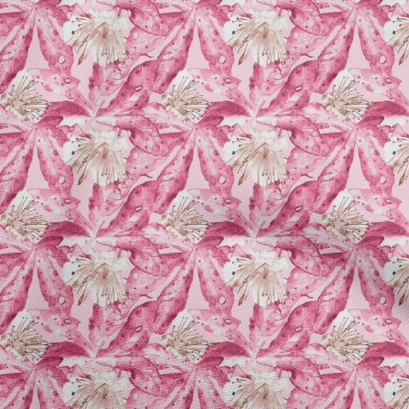oneOone Cotton Poplin Twill Light Pink Fabric Tropical Floral Sewing Craft Projects Fabric Prints By Yard 56 Inch Wide