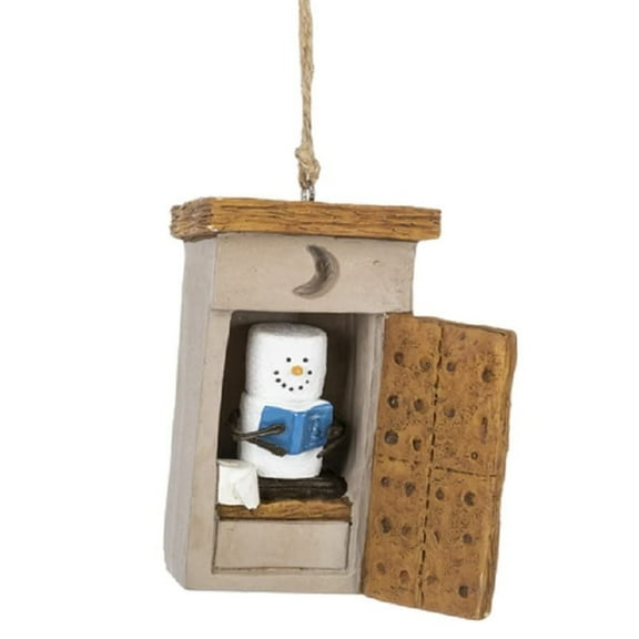 Smores Reading a Book in Outhouse Christmas Holiday Ornament