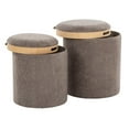 thumbnail image 5 of LumiSource Brown Fabric, Natural Wood Tray Nesting Ottoman Set, 5 of 6