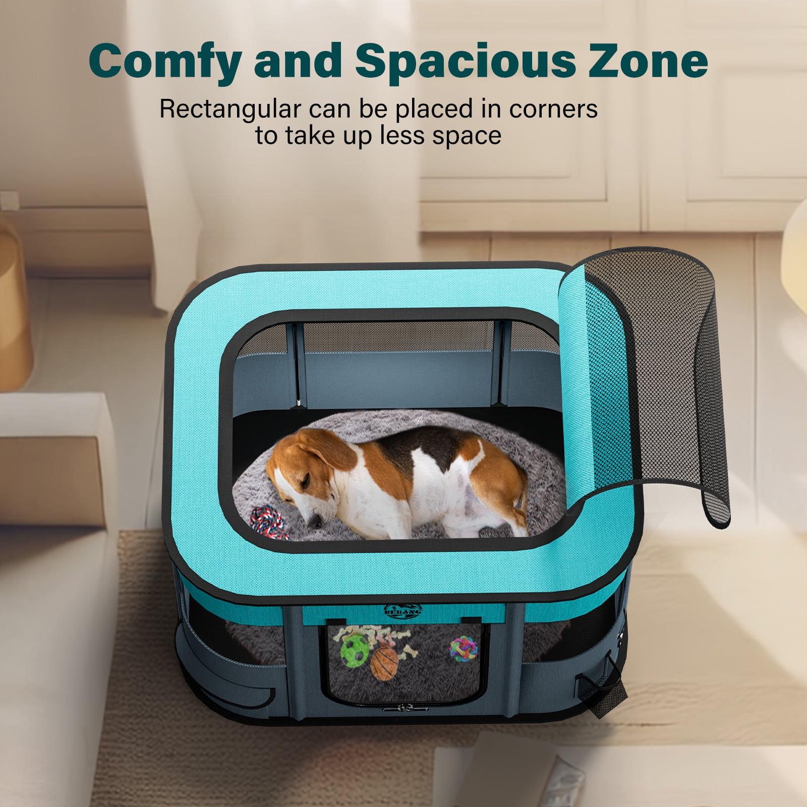 BEBANG Dog Playpen, Pet Playpen for Indoors Outdoor for Small Dogs Portable Pet Crate Kennel House for Cats Rabbit Kitten(L)