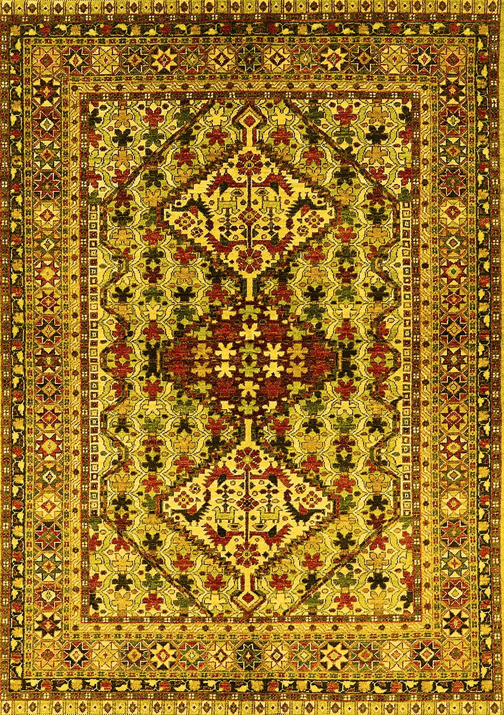 Factory Area Rugs Ahgly Company Machine Washable Indoor Rectangle Oriental Yellow ...