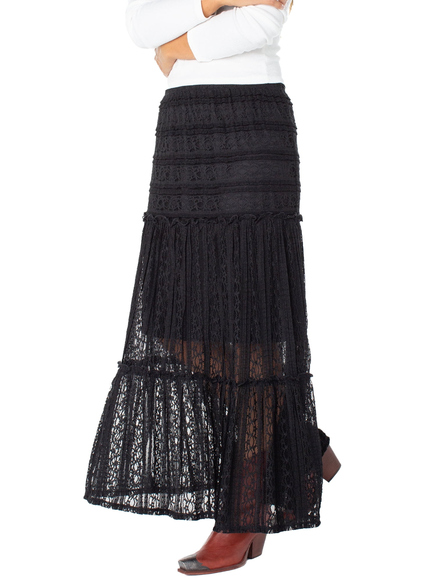Celebrity Pink Women's Lace Tiered Maxi Skirt, Sizes XS-XXXL