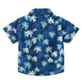 thumbnail image 5 of Huesdet Boys Lightweight Button Up Hawaiian Shirt Floral Short Sleeve Aloha Tropical Summer Tops(Dark Blue,3-4 Years), 5 of 7