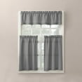 thumbnail image 2 of Martine Microfiber Semi-Sheer Rod Pocket Kitchen Curtain Valance and Tiers Set, 54" x 36", Gray, 2 of 3